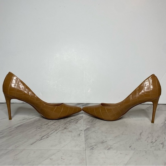 Steve Madden Luiza Brown Crocodile Embossed Pointy Toe Pump 9M - Picture 5 of 14